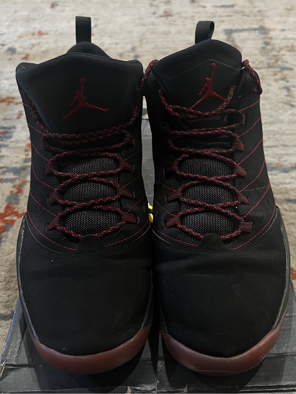 Jordan Horizon High-Top Sneakers in Black and Red.